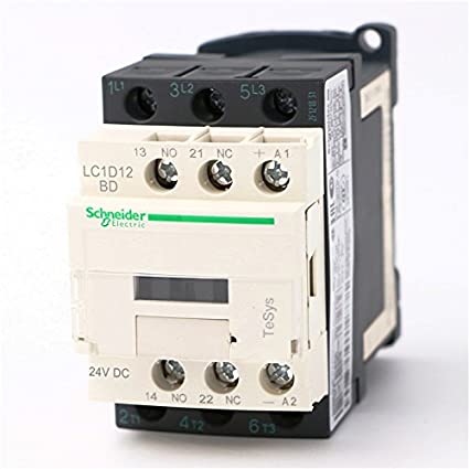 Schneider Contactor, 12A, 3P, 600V, Coil: 24VDC LC1D12BD