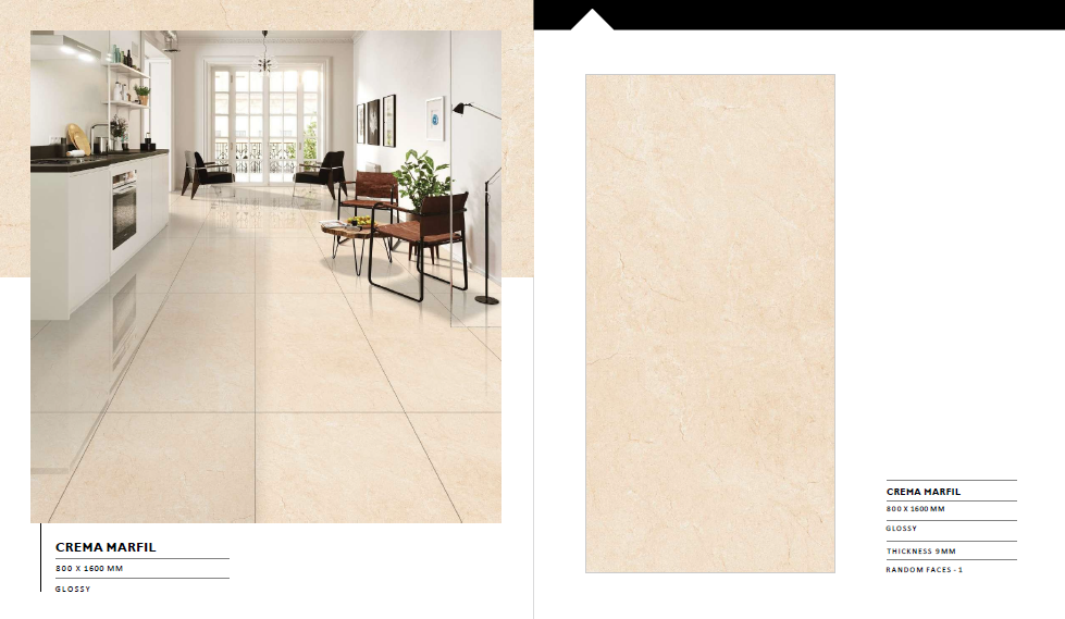 GLOSSY PORCELAIN TILE SIZE 80CM X 160 CM THICKNESS 9 MM FOR WALL/FLOOR